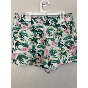 Loft Women's Tropical Print Linen Blend Pull-On Shorts Size Small
